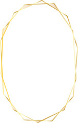 Gold geometric frame illustration on transparent background.
