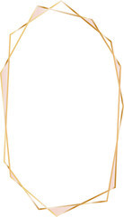 Gold geometric frame illustration on transparent background.