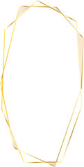 Gold geometric frame illustration on transparent background.