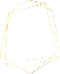 Gold geometric frame illustration on transparent background.