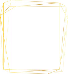 Gold geometric frame illustration on transparent background.
