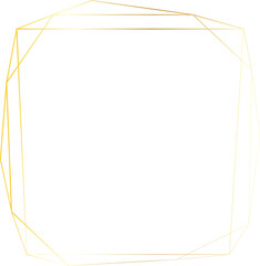 Gold geometric frame illustration on transparent background.