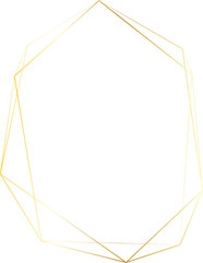 Gold geometric frame illustration on transparent background.