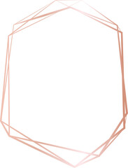 Obraz premium Rose gold geometric frame illustration on transparent background.