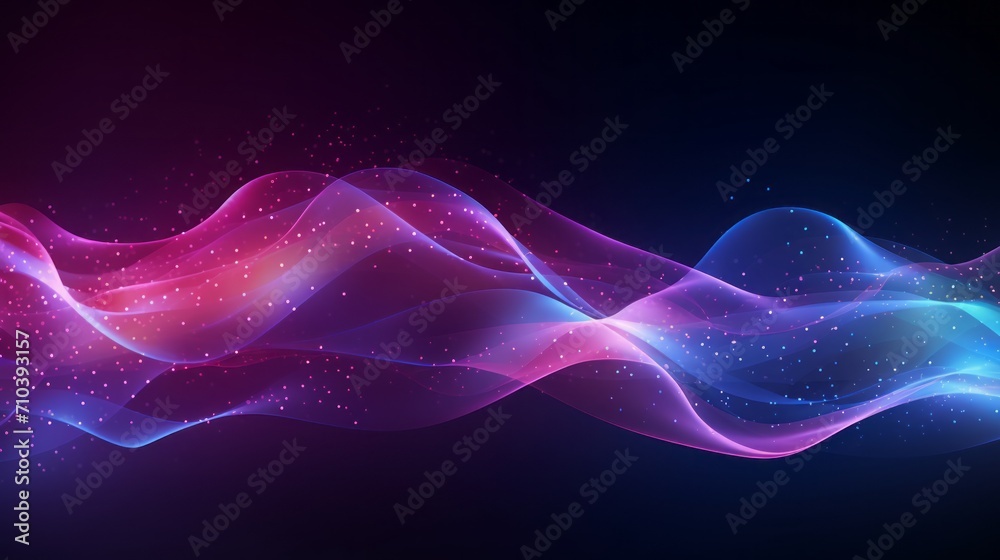 Wall mural vibrant abstract wave digital background with big data network connection technology - futuristic sc
