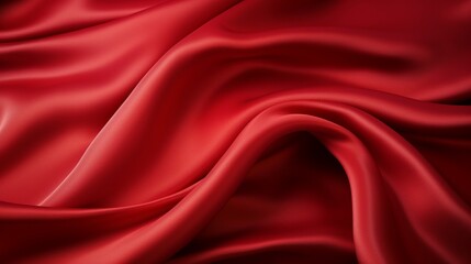 Red luxury flowing silk satin velvet cloth, elegant abstract design background