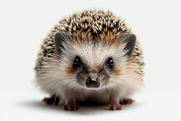 Obraz premium Prickly Cute: A Hedgehog on a White Background, Showcasing Its Unique Texture and Endearing Charm