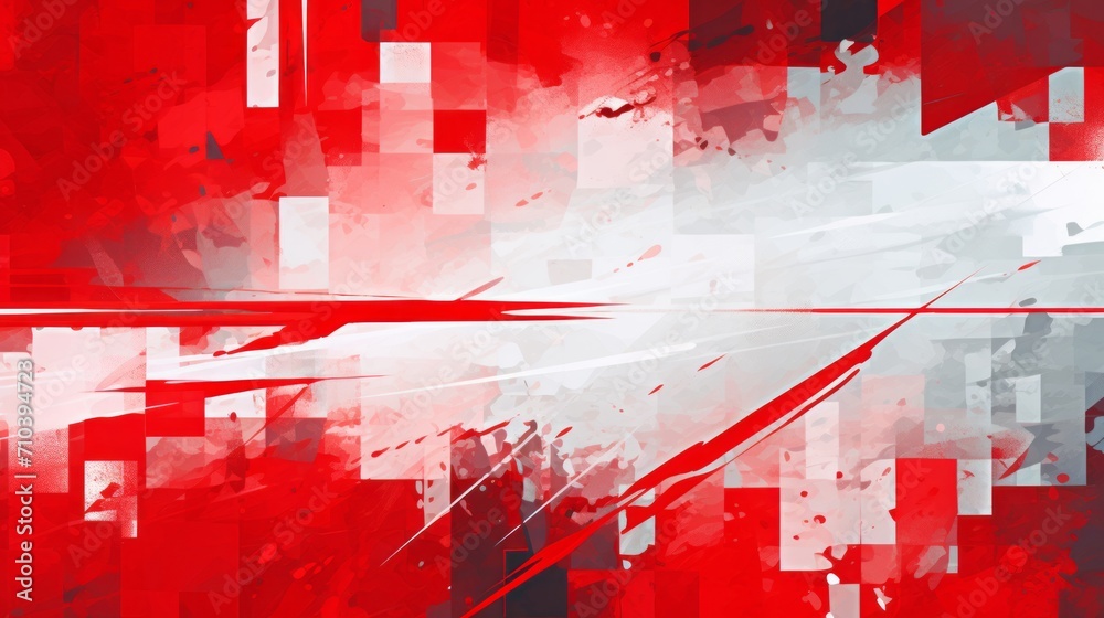 Wall mural vibrant red and white geometric abstract background – contemporary design art for creative projects