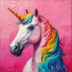 Portrait of a rainbow unicorn