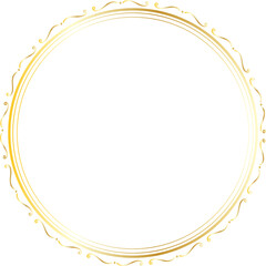 Golden decorative round frame vintage style illustration on transparent background.