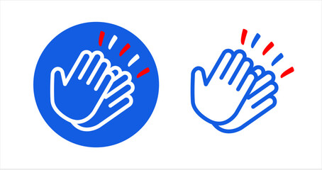 Pictogram hands clapping blue, white and red color