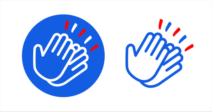 Pictogram hands clapping blue, white and red color