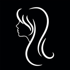 Outline of a woman, girl black and white. Minimalism. Vector clipart.
