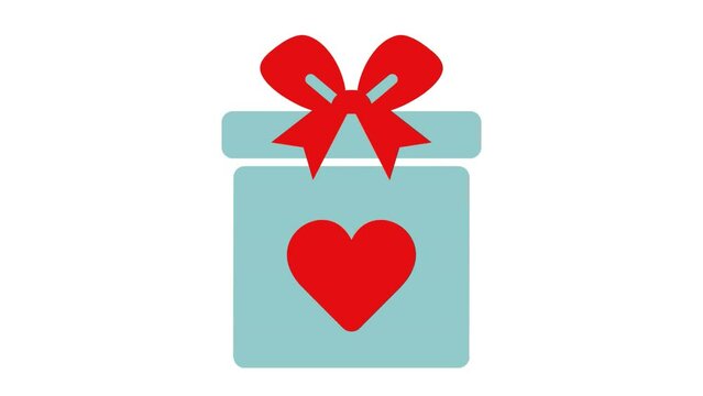 Heartfelt Surprises Teal & Red Valentine's Day Gift Box Animation on White Background