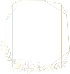 Geometric frame with floral illustration on transparent background.