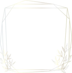 Geometric frame with floral illustration on transparent background.