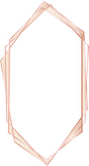 Rose gold geometric frame illustration on transparent background.