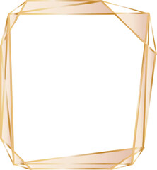 Gold geometric frame illustration on transparent background.