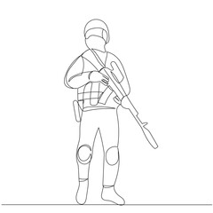 Obraz premium soldier with rifle sketch on white background vector