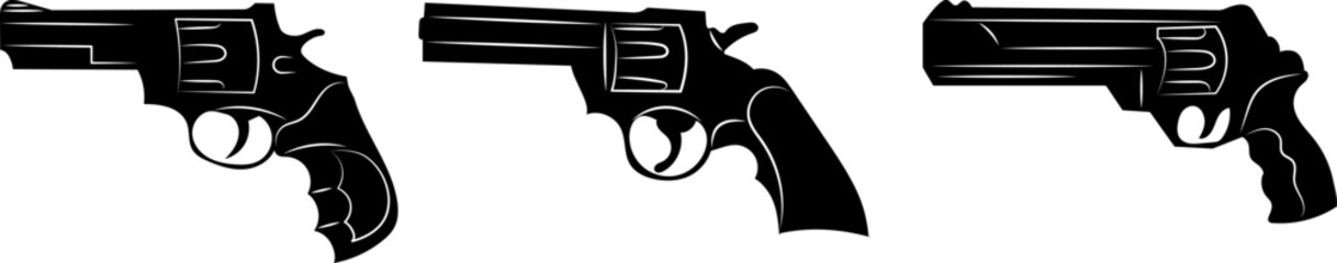 revolvers silhouettes on white background vector