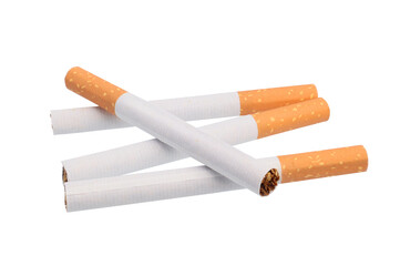 Close-up cigarette isolated on transparent background