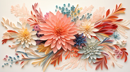 Gyotaku moire pattern floral decoupage Paper