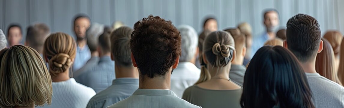 Group of People Standing in Front of a Wall