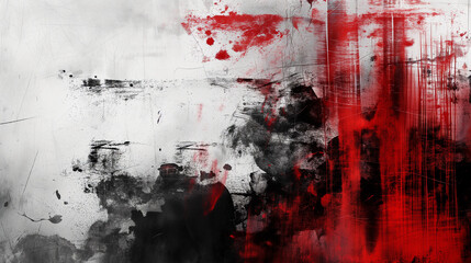 Abstract grunge background painted white, red and black