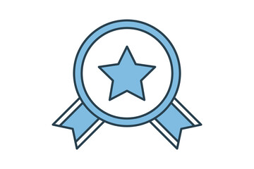 medal icon. icon related to graduation and achievement. suitable for web site, app, user interfaces, printable etc. flat line icon style. simple vector design editable