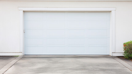 Everyday Elegance: A Snapshot of a Classic American White Garage Door and Driveway