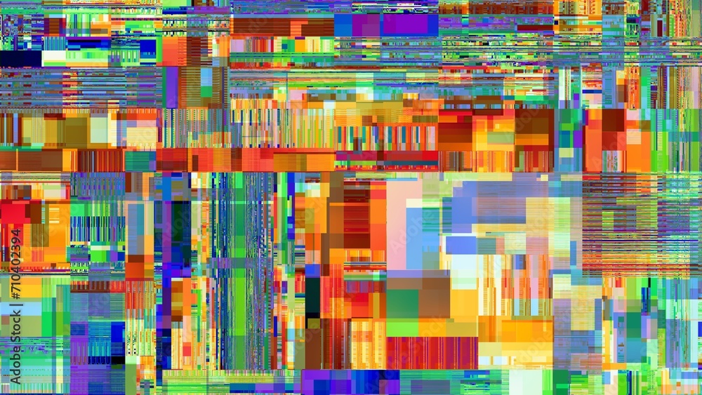 Aufkleber TV noise static effect, abstract glitch background. Fractal digital art pattern