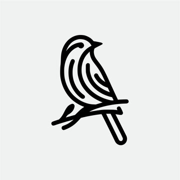 recommend clip art: bird line icon logo vector design, modern logo pictogram design of sparrow or finch bird