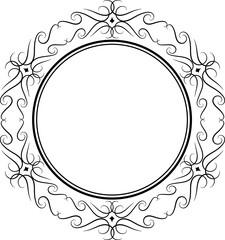 Decorative round flora frames illustration on transparent background.