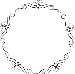 Decorative round flora frames illustration on transparent background.