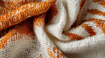 Fototapeta premium Hygiene orange and white yarn woven towel