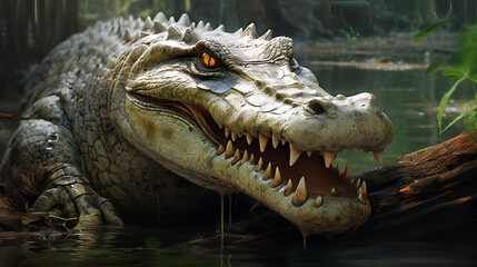 Obraz premium Big crocodile in the Amazon river basin