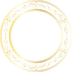 Golden decorative round frames vintage style illustration on transparent background.
