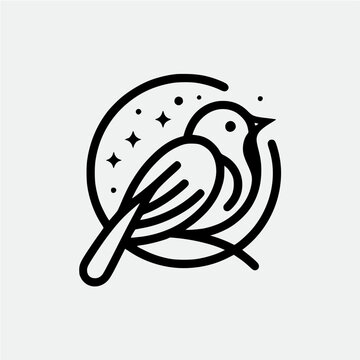 recommend clip art: bird line icon logo vector design, modern logo pictogram design of sparrow or finch bird