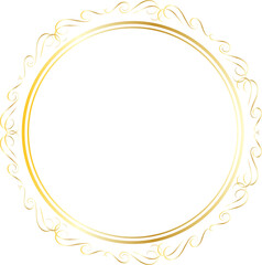 Golden decorative round frames vintage style illustration on transparent background.
