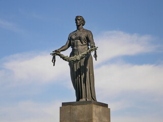 Monument "Motherland" at the Piskarevskoye memorial cemetery. Saint-Petersburg, Russia.