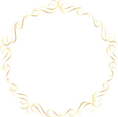 Golden decorative round frames vintage style illustration on transparent background.
