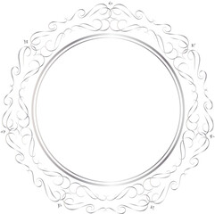Silver decorative round frames vintage style illustration on transparent background.
