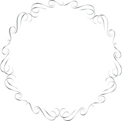 Silver decorative round frames vintage style illustration on transparent background.
