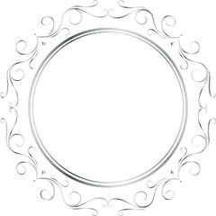 Silver decorative round frames vintage style illustration on transparent background.
