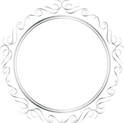 Silver decorative round frames vintage style illustration on transparent background.
