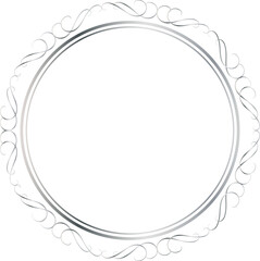Silver decorative round frames vintage style illustration on transparent background.
