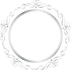 Silver decorative round frames vintage style illustration on transparent background.
