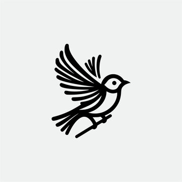 recommend clip art: bird line icon logo vector design, modern logo pictogram design of sparrow or finch bird