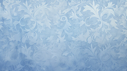 light blue soft pastel cool, delicate background with vintage floral wallpaper ornament on the wall copy space blank