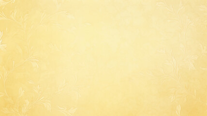 yellow delicate background with vintage floral wallpaper ornament on the wall copy space blank, warm glowing shades